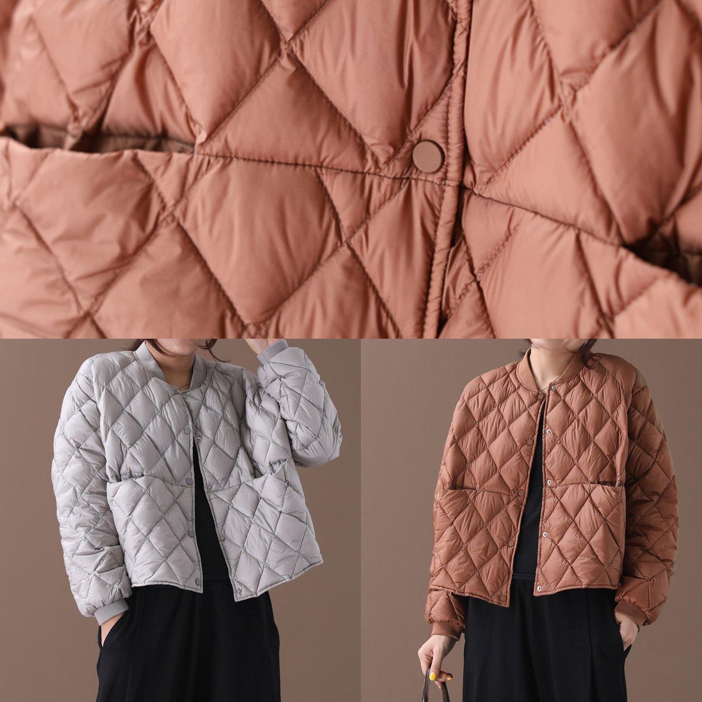 New brown warm winter coat plus size winter stand collar Geometric overcoat - - DYAVOR®