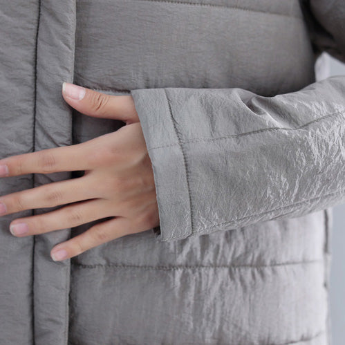 New gray Parkas Loose fitting o neck snow jackets Elegant Chinese Button winter outwear - - DYAVOR®