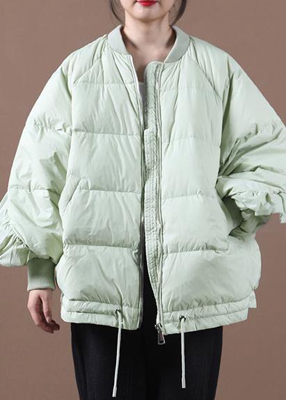 New light green duck down coat plus size clothing down jacket stand collar Ruffles Fine Jackets - - DYAVOR®