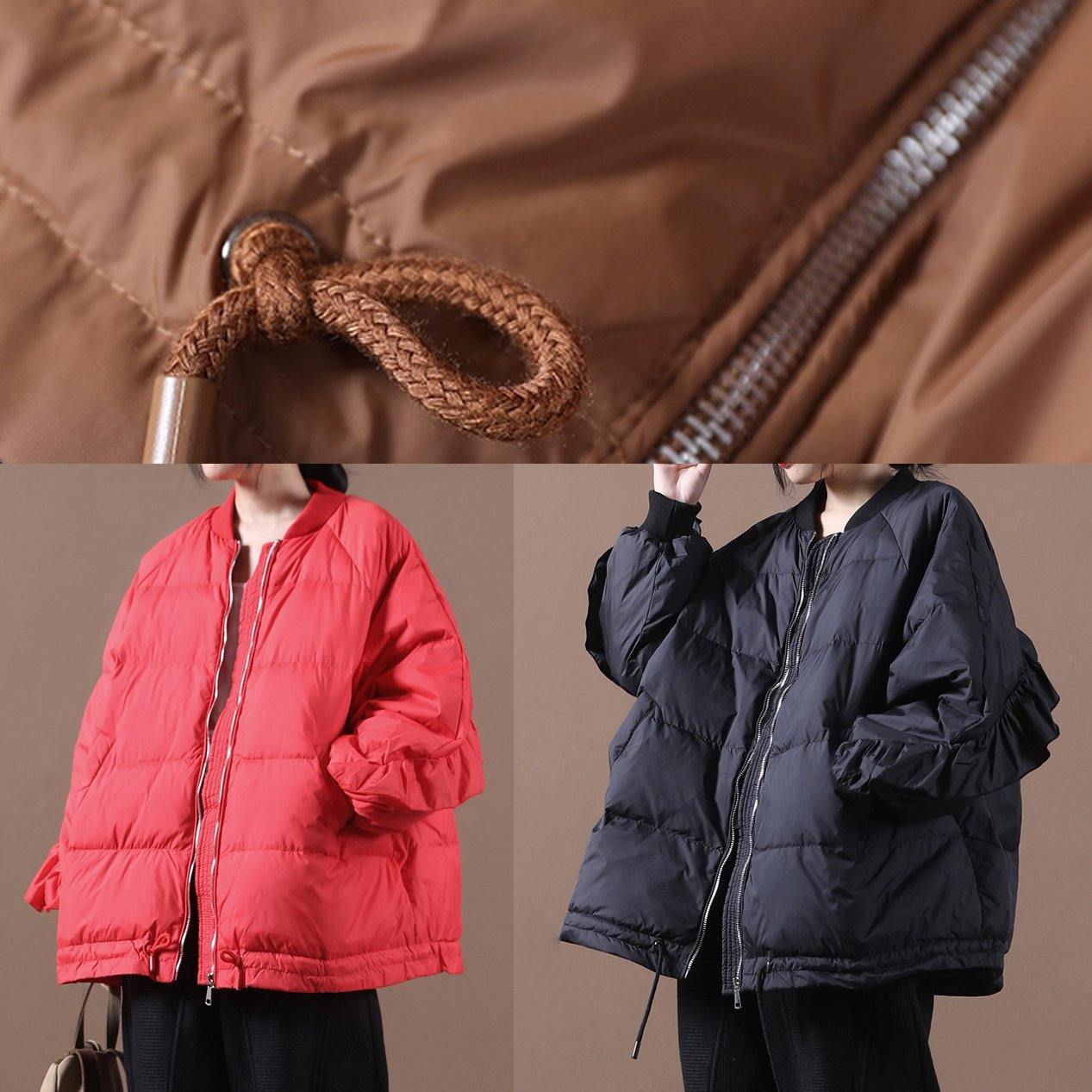 New light green duck down coat plus size clothing down jacket stand collar Ruffles Fine Jackets - - DYAVOR®