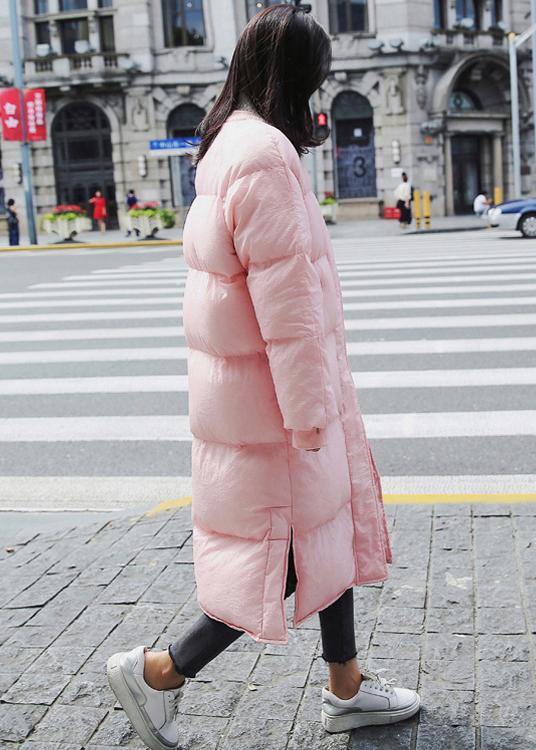 New pink warm winter coat trendy plus size down jacket o neck pockets Casual winter outwear - - DYAVOR®