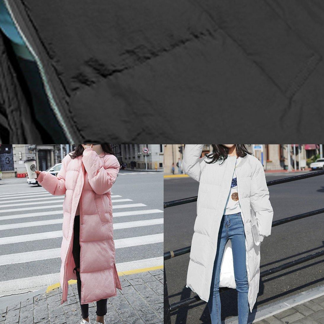 New pink warm winter coat trendy plus size down jacket o neck pockets Casual winter outwear - - DYAVOR®