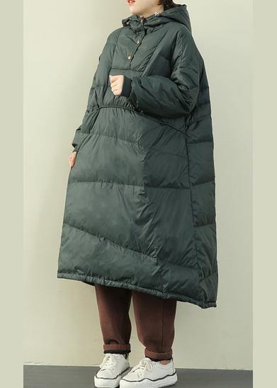 New plus size clothing Puffers Jackets green hooded Button Down goose Down coat - Down Jackets - DYAVOR®