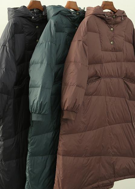 New plus size clothing Puffers Jackets green hooded Button Down goose Down coat - Down Jackets - DYAVOR®