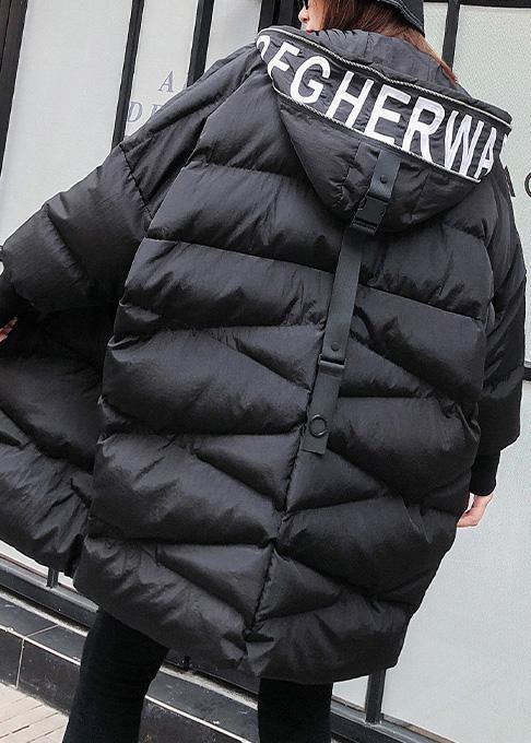 New plus size clothing snow jackets big pockets coats black hooded zippered winter outwear - - DYAVOR®