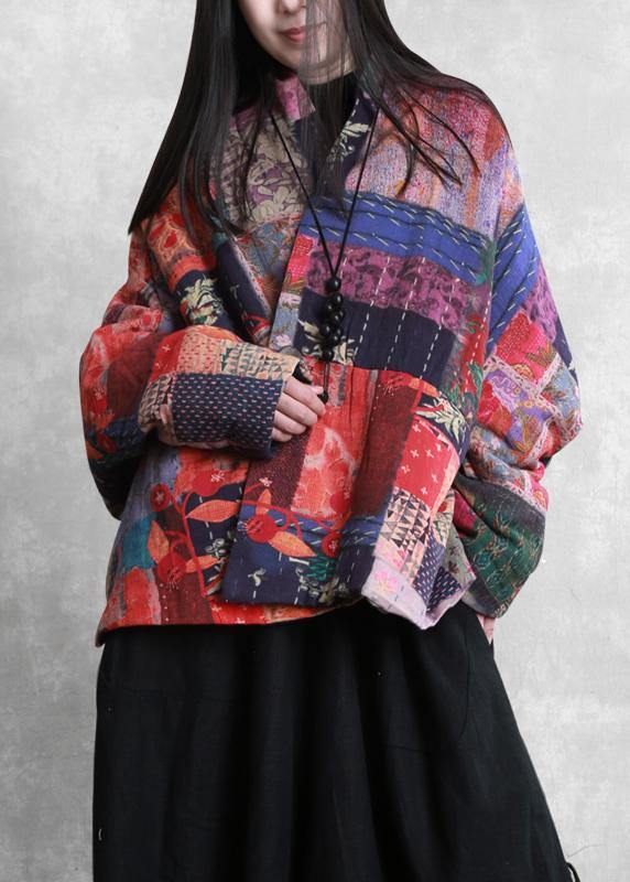 New plus size warm winter coat floral v neck pockets Parkas for women - - DYAVOR®
