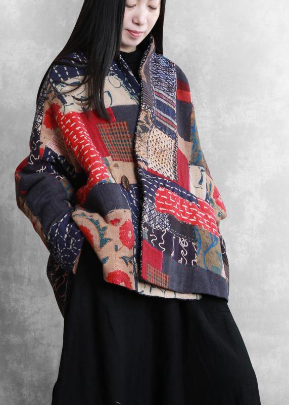 New plus size warm winter coat floral v neck pockets Parkas for women - - DYAVOR®
