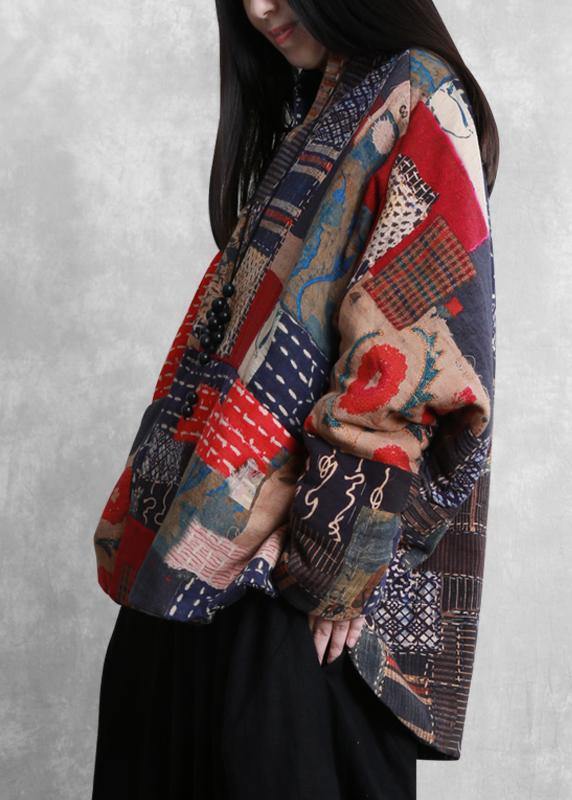 New plus size warm winter coat floral v neck pockets Parkas for women - - DYAVOR®