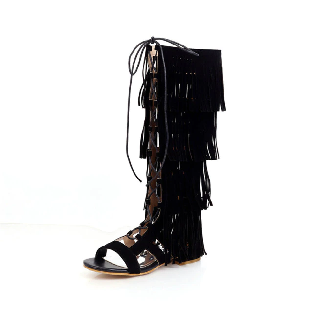 Noema Women's Gladiator Knee High Black Boots - Boots - DYAVOR®