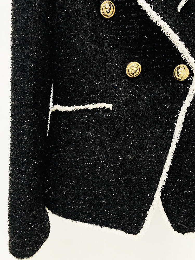 Double-breasted Tweed Blazer - - DYAVOR®