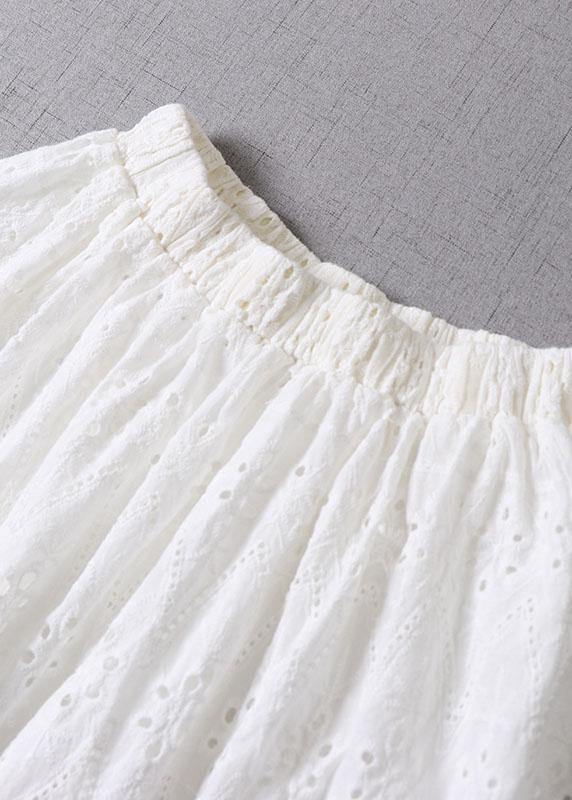Organic Apricot Hollow Out Embroideried Fall Patchwork Skirts - Skirts - DYAVOR®