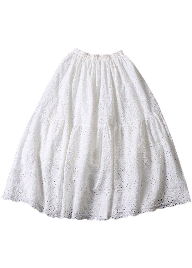 Organic Apricot Hollow Out Embroideried Fall Patchwork Skirts - Skirts - DYAVOR®
