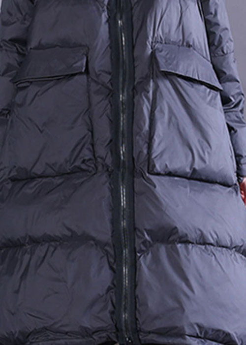 Organic Black Hooded Pockets Duck Down Down Coats Winter - Down Jackets - DYAVOR®