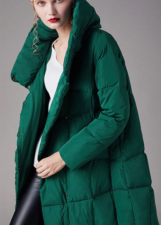 Organic Green Stand Collar Pockets asymmetrical design Winter Duck Down coat - Down Jackets - DYAVOR®