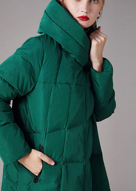 Organic Green Stand Collar Pockets asymmetrical design Winter Duck Down coat - Down Jackets - DYAVOR®