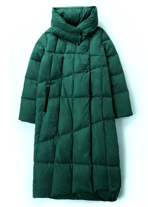 Organic Green Stand Collar Pockets asymmetrical design Winter Duck Down coat - Down Jackets - DYAVOR®