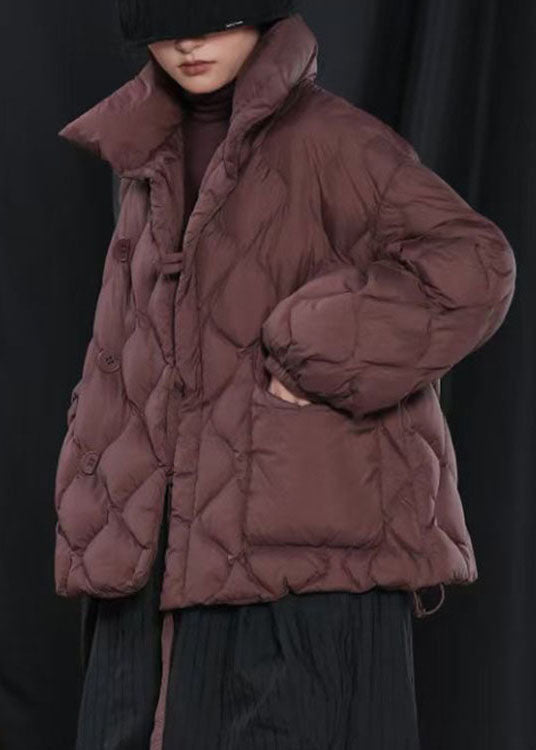 Organic Grey fashion Button Casual Winter Duck Down Coat - Down Jackets - DYAVOR®