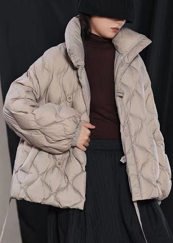 Organic Grey fashion Button Casual Winter Duck Down Coat - Down Jackets - DYAVOR®