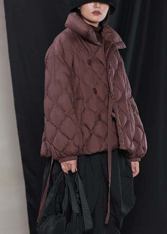 Organic Grey fashion Button Casual Winter Duck Down Coat - Down Jackets - DYAVOR®