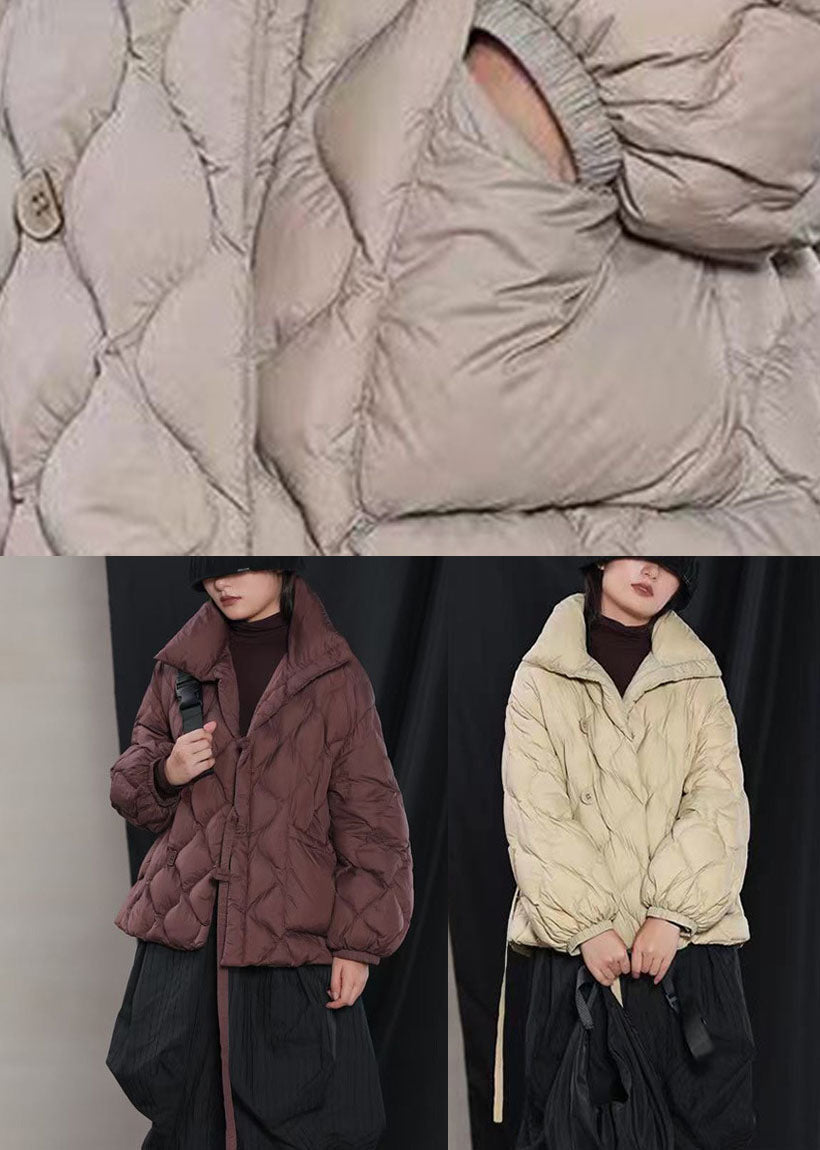Organic Grey fashion Button Casual Winter Duck Down Coat - Down Jackets - DYAVOR®