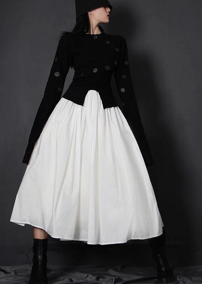 Organic White High Waist Cinched Patchwork Summer Cotton Skirts - Skirts - DYAVOR®