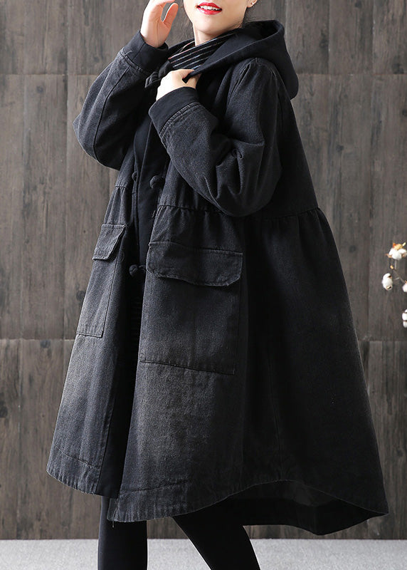 Organic Yellow hooded Button Pockets Patchwork Winter Cotton Long sleeve Coat - Down Jackets - DYAVOR®