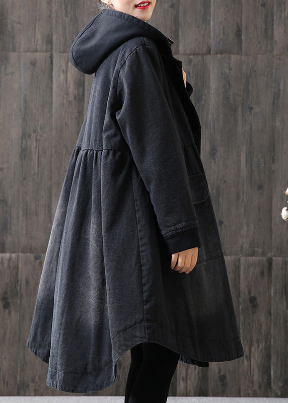 Organic Yellow hooded Button Pockets Patchwork Winter Cotton Long sleeve Coat - Down Jackets - DYAVOR®