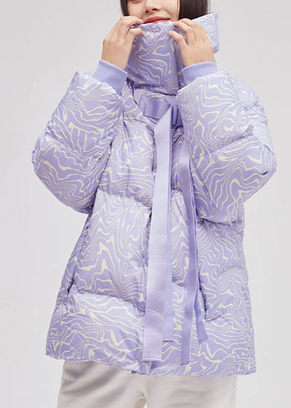 Original Design Beige Peter Pan Collar Oversized Print Duck Down Puffers Jackets Winter - Down Jackets - DYAVOR®