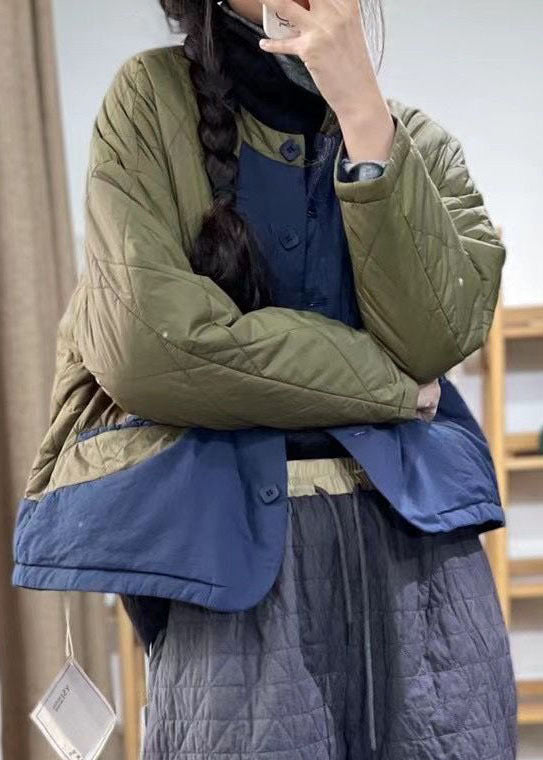 Original Design Blue Oversized Pocket Patchwork Fine Cotton Filled Parka Winter - Down Jackets - DYAVOR®