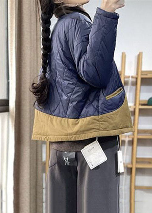 Original Design Blue Oversized Pocket Patchwork Fine Cotton Filled Parka Winter - Down Jackets - DYAVOR®