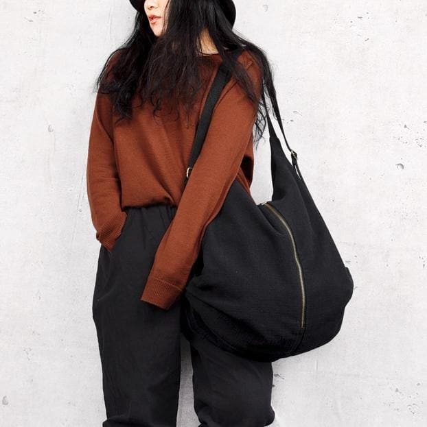 Original cloth bag with multiple backs black simple backpack - - DYAVOR®