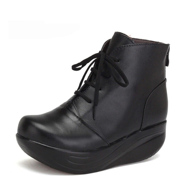 Palenque Women's Black Leather Winter Boots - Boots - DYAVOR®