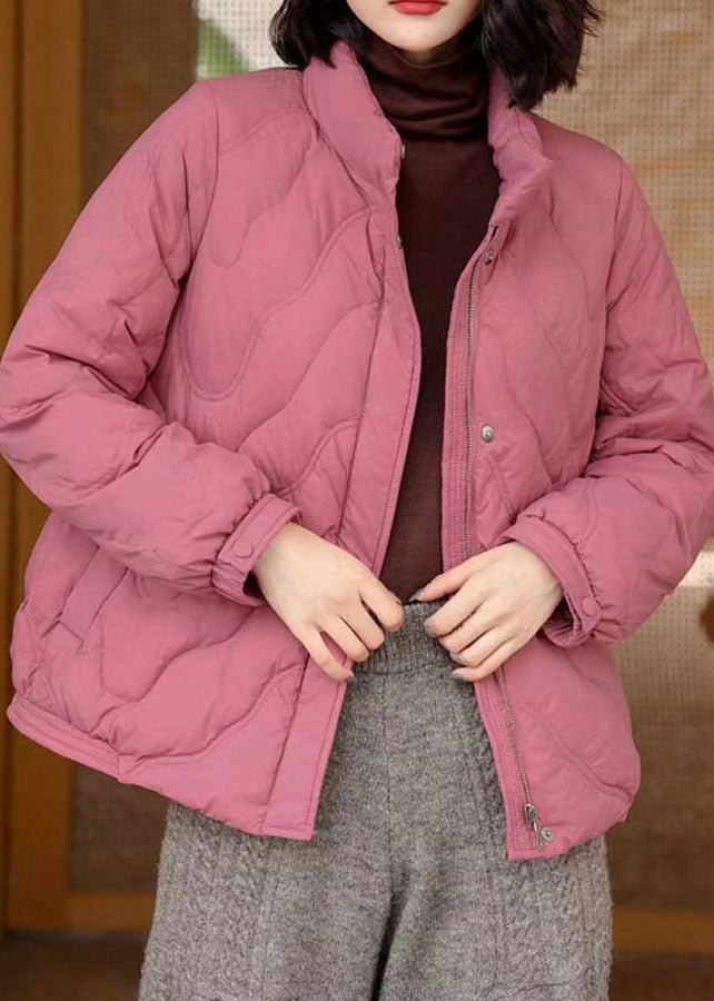 Pink Original Duck Down Jacket In Winter Stand Collar Zip Up Winter - Down Jackets - DYAVOR®