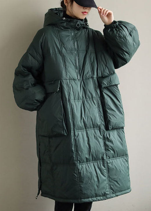 Plus Size Black Hooded Fine Cotton Filled Winter Coat - Down Jackets - DYAVOR®