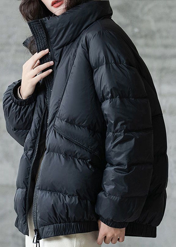 Plus Size Black Stand Collar Zip Up Thick Duck Down Winter Coats - Down Jackets - DYAVOR®