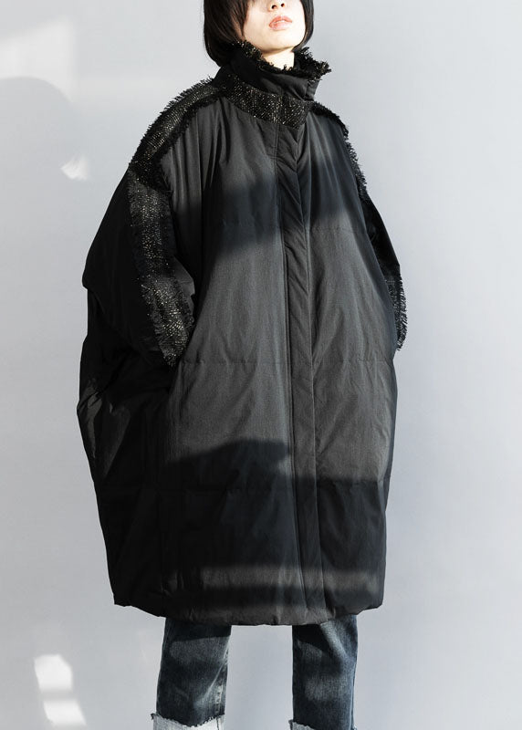 Plus Size Black Zip Up Tassel Oversized Duck Down Coat Winter - Down Jackets - DYAVOR®