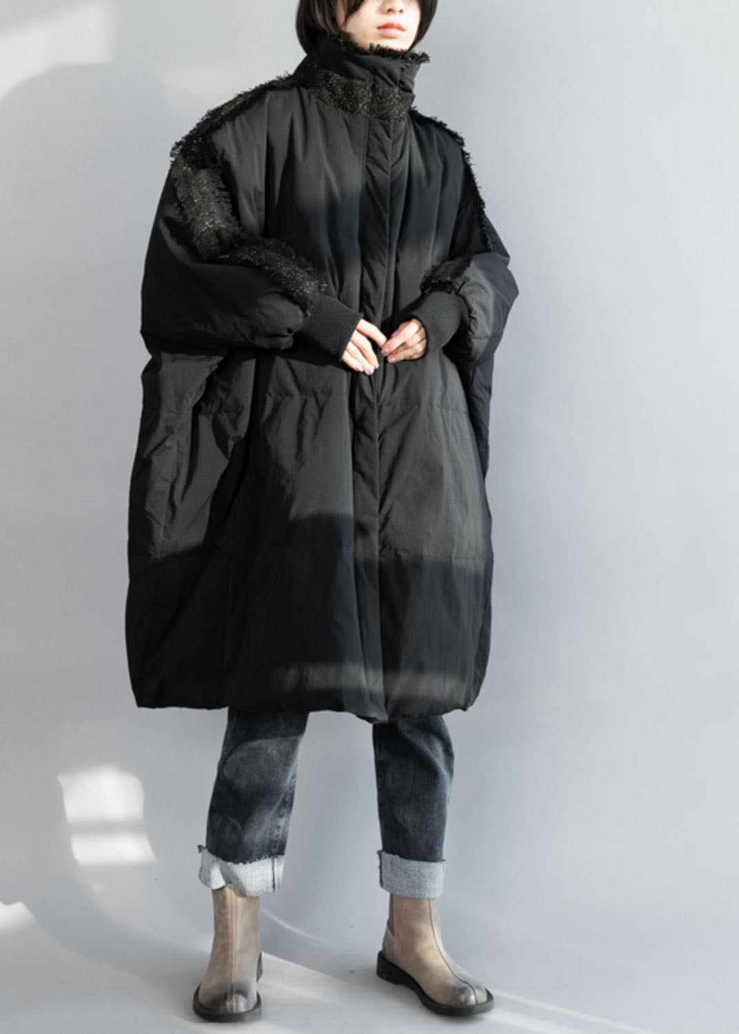 Plus Size Black Zip Up Tassel Oversized Duck Down Coat Winter - Down Jackets - DYAVOR®