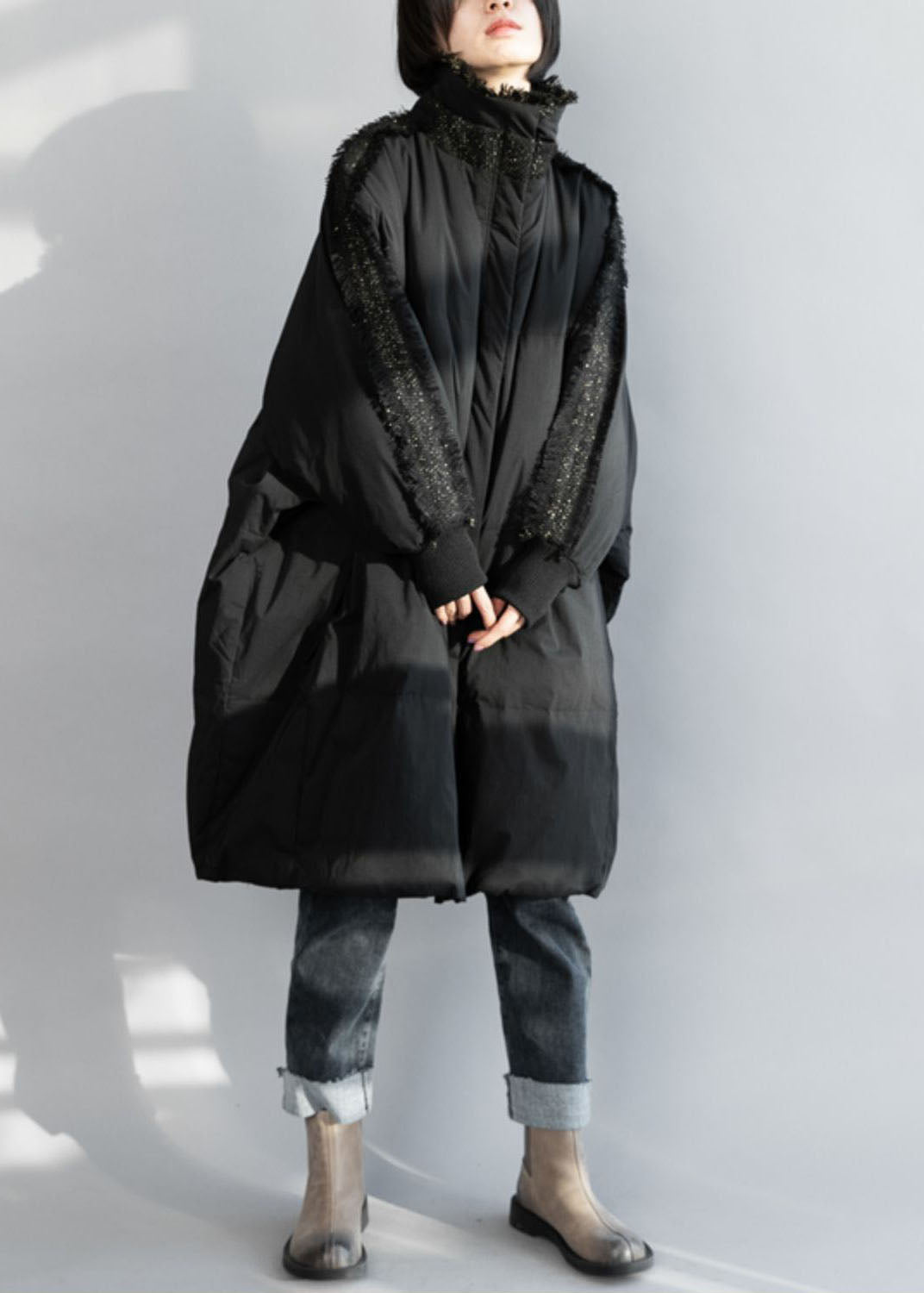 Plus Size Black Zip Up Tassel Oversized Duck Down Coat Winter - Down Jackets - DYAVOR®