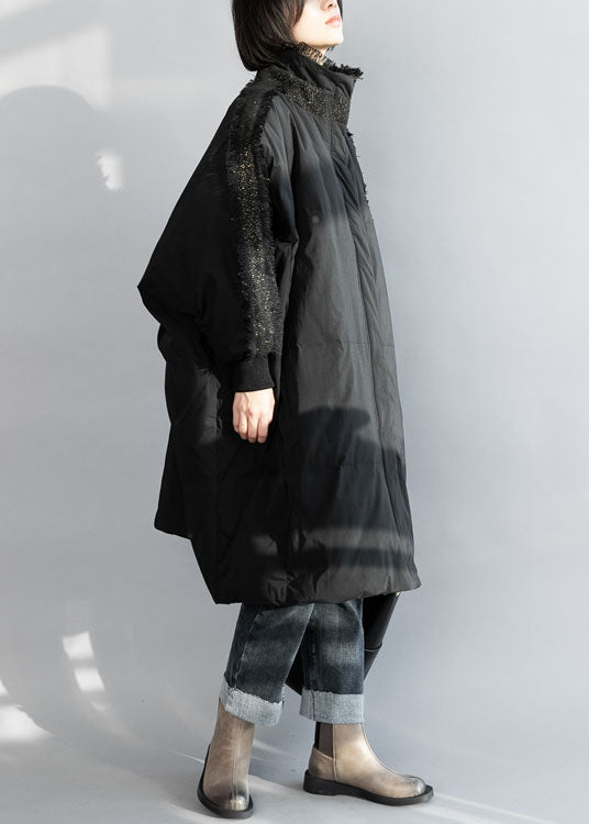 Plus Size Black Zip Up Tassel Oversized Duck Down Coat Winter - Down Jackets - DYAVOR®