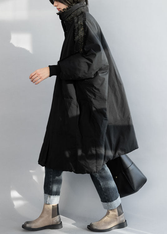 Plus Size Black Zip Up Tassel Oversized Duck Down Coat Winter - Down Jackets - DYAVOR®