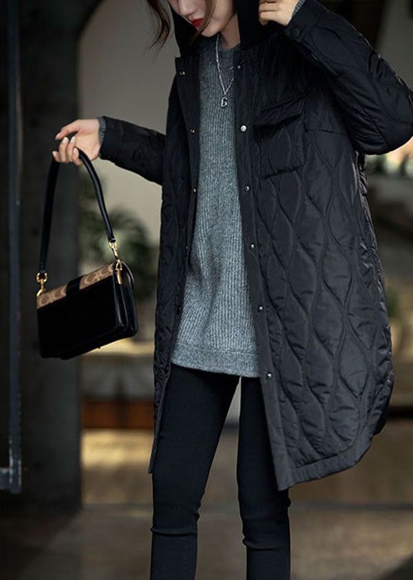 Plus Size Green Hooded Pockets Patchwork Fine Cotton Filled Winter Coats - Down Jackets - DYAVOR®