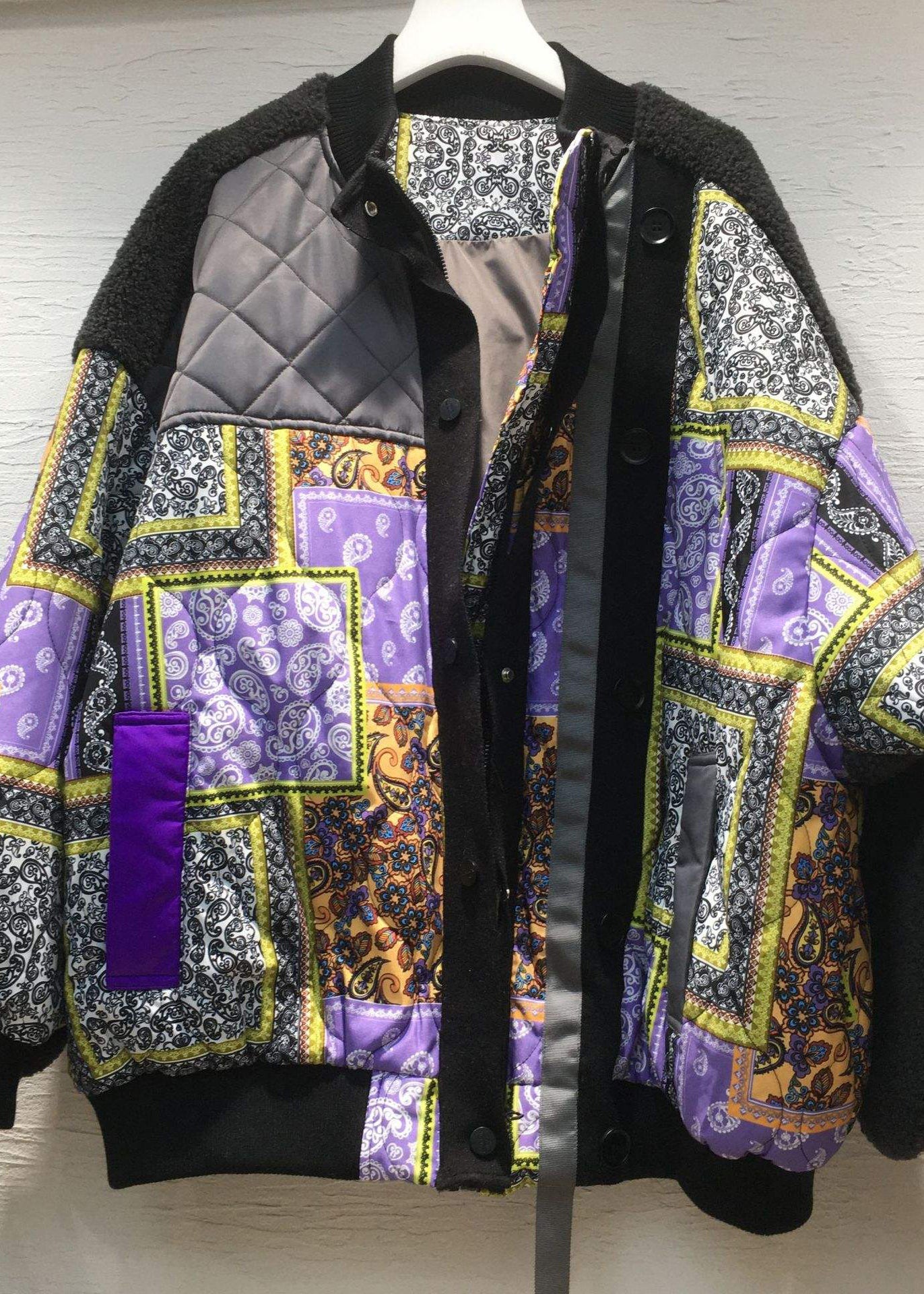 Plus Size Green O-Neck Print Button Pockets Thick Cotton Parka Long Sleeve - Down Jackets - DYAVOR®
