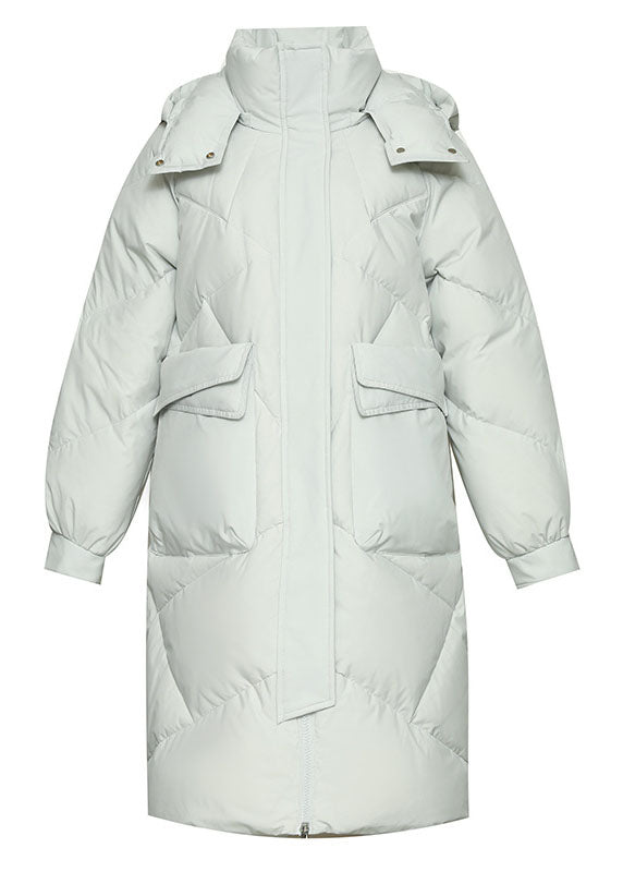 Plus Size Grey Hooded Solid Color Thick Duck Down Puffers Jackets Winter - Down Jackets - DYAVOR®