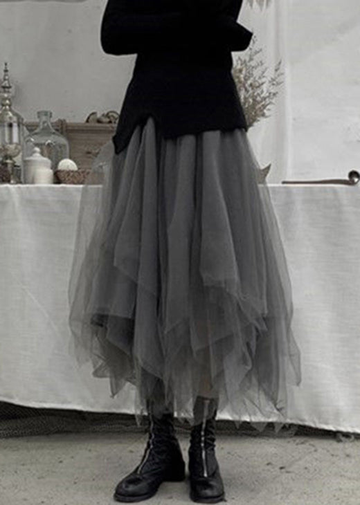 Plus Size Grey Patchwork Cute Tulle Skirts Spring - Skirts - DYAVOR®