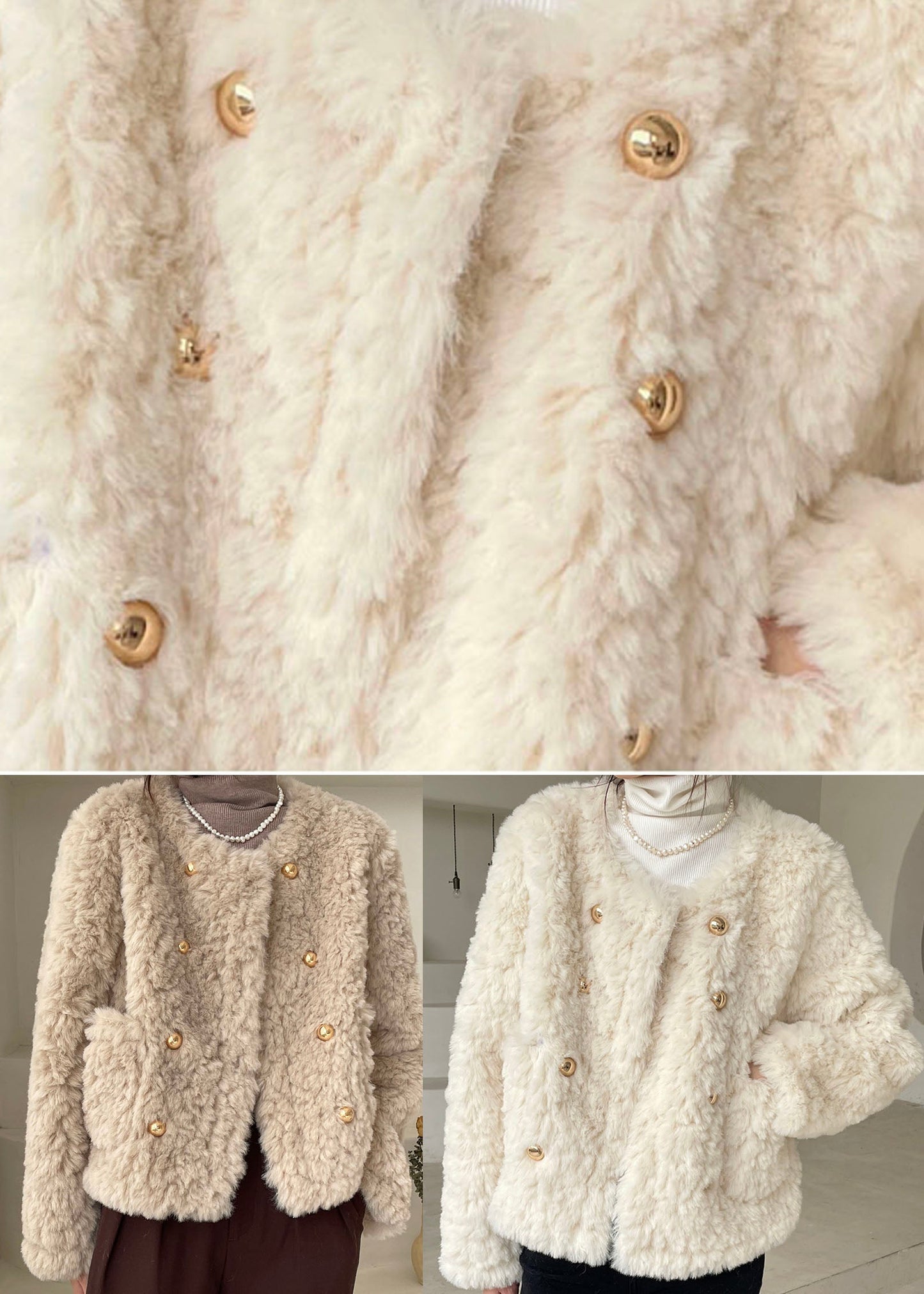 Plus Size Khaki Pockets Faux Fur Winter Coats Winter - Down Jackets - DYAVOR®