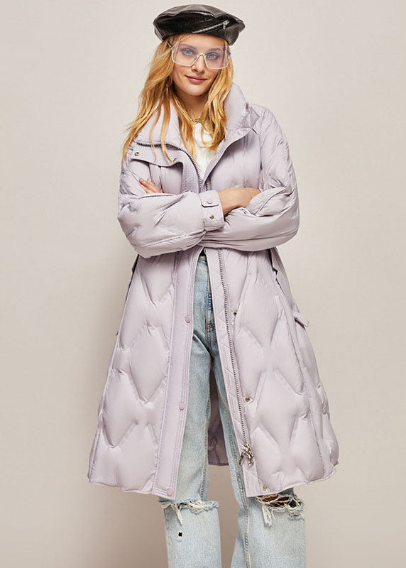Plus Size Khaki Stand Collar Zip Up Warm Duck Down Winter Cinch Coats - Down Jackets - DYAVOR®
