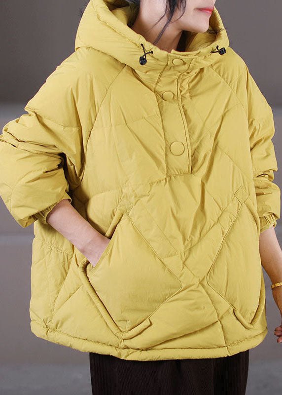 Plus Size Light Green Hooded Drawstring Duck Down Pullover Jackets Winter - Down Jackets - DYAVOR®