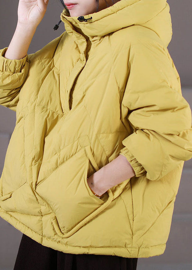 Plus Size Light Green Hooded Drawstring Duck Down Pullover Jackets Winter - Down Jackets - DYAVOR®