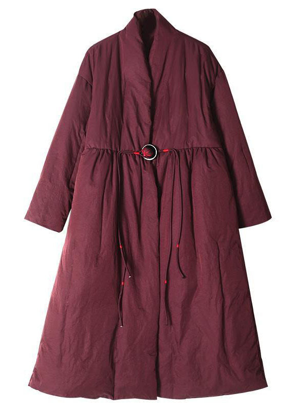Plus Size Mulberry V Neck Embroideried Pockets Duck Down Women Witner Coats - Down Jackets - DYAVOR®