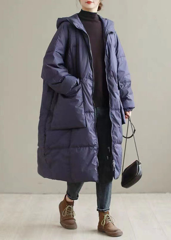 Plus Size Purple Hooded thick Duck Down Coats Winter - Down Jackets - DYAVOR®